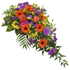 Funeral arrangement purple orange yellow (Large (L))