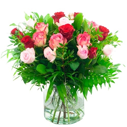 Valentineâ€™s Day bouquet of red and pink roses