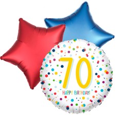 Balloon bouquet 70th birthday confetti