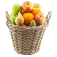 Fruit basket full of picked fruit