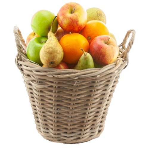 Fruit basket full of picked fruit