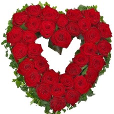 Heart shape red roses