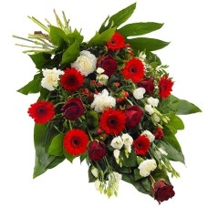 Hand tied funeral bouquet red and white (Extra large (XL))