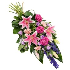 Hand tied funeral bouquet pink and purple (Large (L))