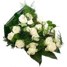 Hand Tied funeral bouquet white roses (Extra large (XL))