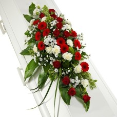 Funeral arrangement of red and white flowers (Large (L))