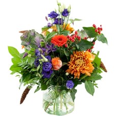 Seasonal bouquet orange lilac / purple (Standard (S))