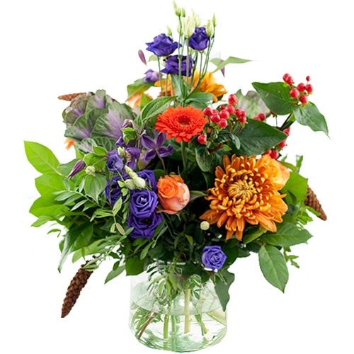 Seasonal bouquet orange lilac / purple (Standard (S))