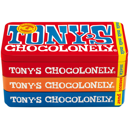 Tony's Chocolonely stacking tin
