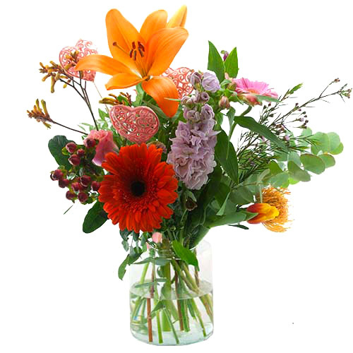 Valentine bouquet pink orange
