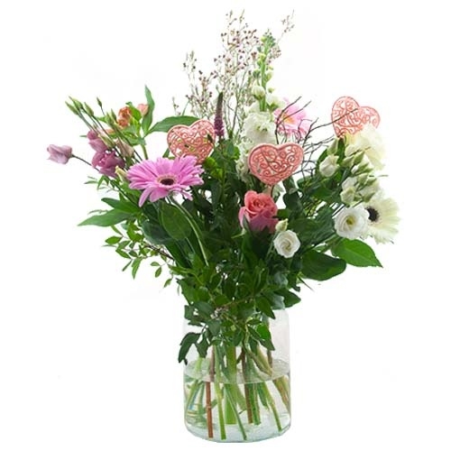 Valentine bouquet pink white