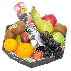Fruit basket with magazine man