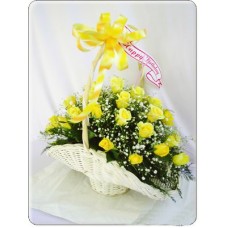 Basket Of Yellow Roses