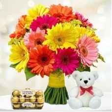 Flowers, Teddy And Chocolate