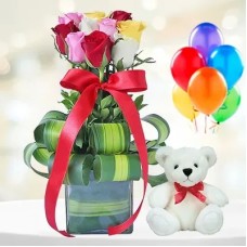 Mixed Rose With Teddy Combo (Classic)