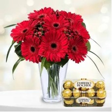 Red Gerberas Bouquet With Ferrero Rocher (Double The Quantity)