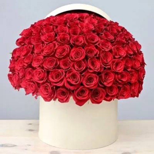 Red Roses In Round Box (Classic)