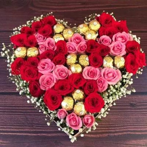 Flowers Heart Shape Arrangement (Classic)