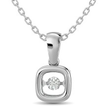Diamond Shimmering Pendant 1/50 ct tw Round-cut in Sterling Silver(square)