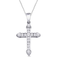 10K White Gold 1/5 Ct.Tw. Diamond (Cross Pendant)