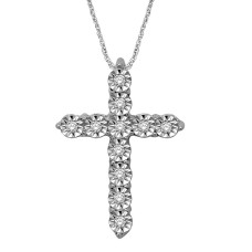 10K White Gold 1/20 Ct.Tw.Diamond (Cross Pendant)