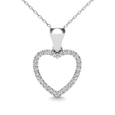 10K White Gold 1/10 Ctw Diamond Heart Pendant(01)