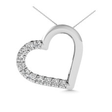 10K White Gold 1/10 Ctw Diamond Heart Pendant(02)
