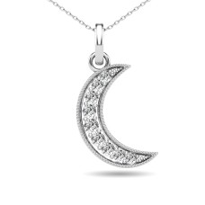 Diamond 1/10 Ct.Tw. Crescent Moon Pendant in 10K White Gold