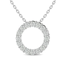 Diamond Open Circle Pendant 1/4 ct tw Round Cut in 10K White Gold