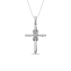Diamond Cross Pendant 1/20 ct tw in 10K Sterling Silver