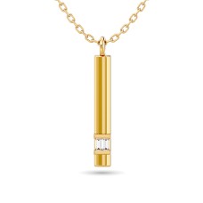 Diamond Bar Pendant 1/50 ct tw in 10K Yellow Gold(square diamond)