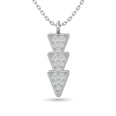 Diamond Fashion Pendant 1/10 ct tw in 10K White Gold(three triangles)