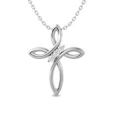 Diamond 1/20 ct tw Cross Pendant in Sterling Silver