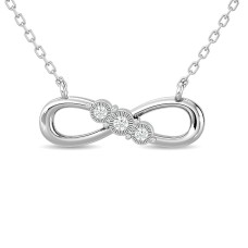 Diamond 1/20 ct tw Infinity Pendant in Sterling Silver(verti infinity with three dia)