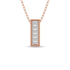 Diamond 1/20 ct tw Baguette Cut Fashion Pendant in 10K Rose Gold
