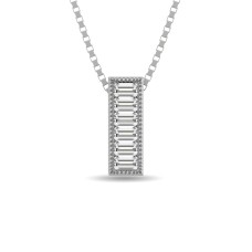 Diamond 1/20 ct tw Baguette Cut Fashion Pendant in 10K White Gold