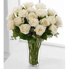 18 White Long Stem Roses