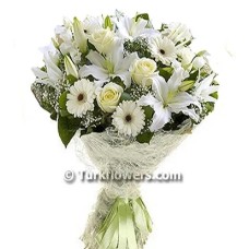 Lily and White Roses Bouquet