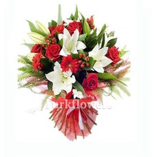 Lily and Red roses Bouqhet
