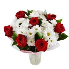 Chrysanthemum daisy white and roses