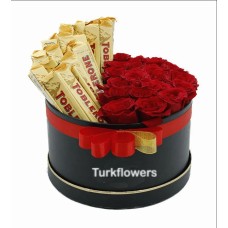 Box of Red Roses with Toblerone Chocolate