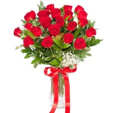 21 Red Local Roses in vase