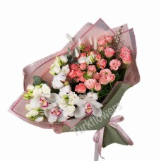orchid and pink roses