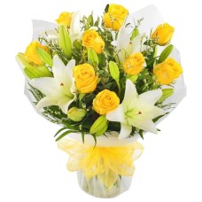 Yellow roses & lily