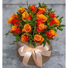 15 Orange roses in box