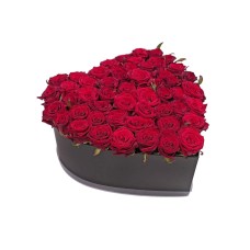 51 Red roses Hearth in box