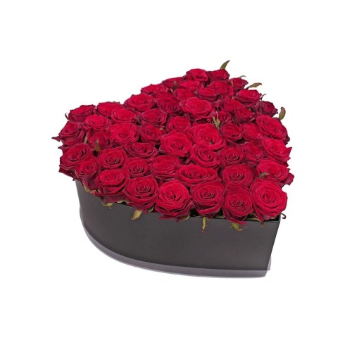 51 Red roses Hearth in box