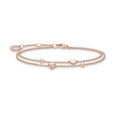 Hearts and White Stones Rose Gold Bracelet