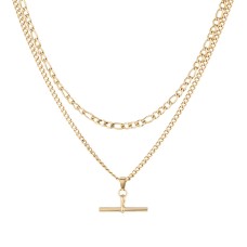 Billie Double Layer T-Bar Chain Necklace