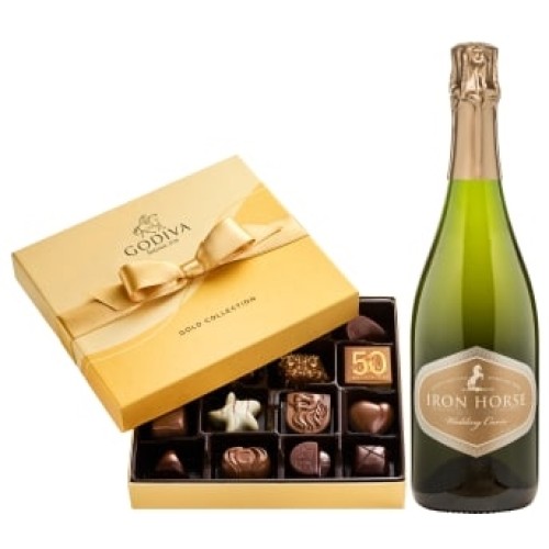 Iron Horse Wedding Cuvee & Godiva Gift Set